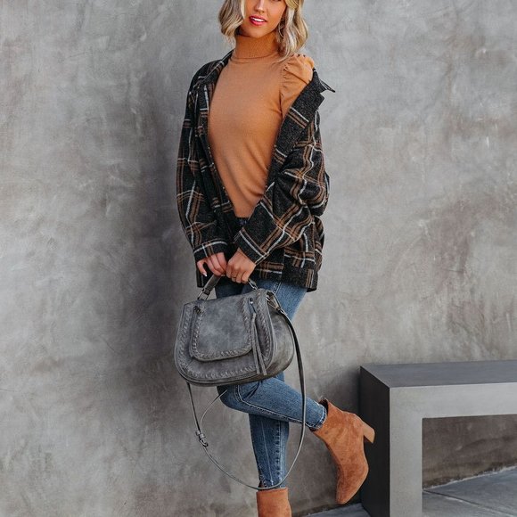 LAST ONE - AUGGIE POCKETED SOFT PLAID SHACKET - Picture 3 of 5